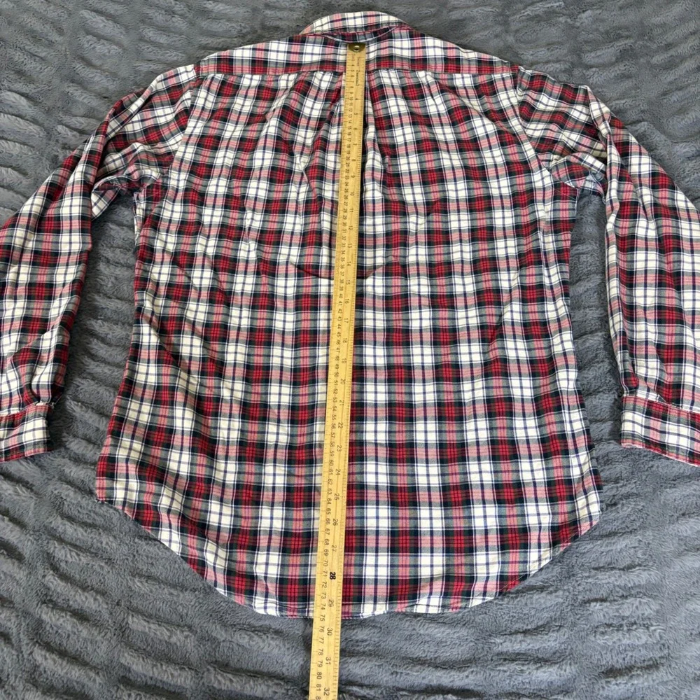 Ralph Lauren Custom Fit Plaid Button Down Shirt Mens Medium Red White Blue AR702